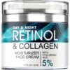 1pc 1.69oz Retinol Moisturizing Cream with Collagen, Hyaluronic Acid & Vitamin E - Hypoallergenic Face Moisturizer for Dry Light, Improves Elasticity, Hydrating Lotion for Women & Men, All Light Types, Daily Skincare, Sleek Jar Design