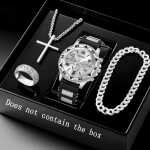 Ultimate 4pc Men's Watch & Bracelet Set - Business Casual Gift - Image 16