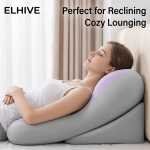 Ultimate Adjustable Bed Wedge Reading Pillow - Large Memory Foam Backrest for Sitting Up in Bed - Soft C-Shaped Lounging Cushion for Headboard - Multi-Use for Phone Reading Gaming - Removable Washable Cover - Versatile Leg and Back Comfort - Image 15
