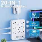 : Multi-Functional Overload Protection Long Line Desktop/Wall Socket