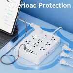 : Multi-Functional Overload Protection Long Line Desktop/Wall Socket